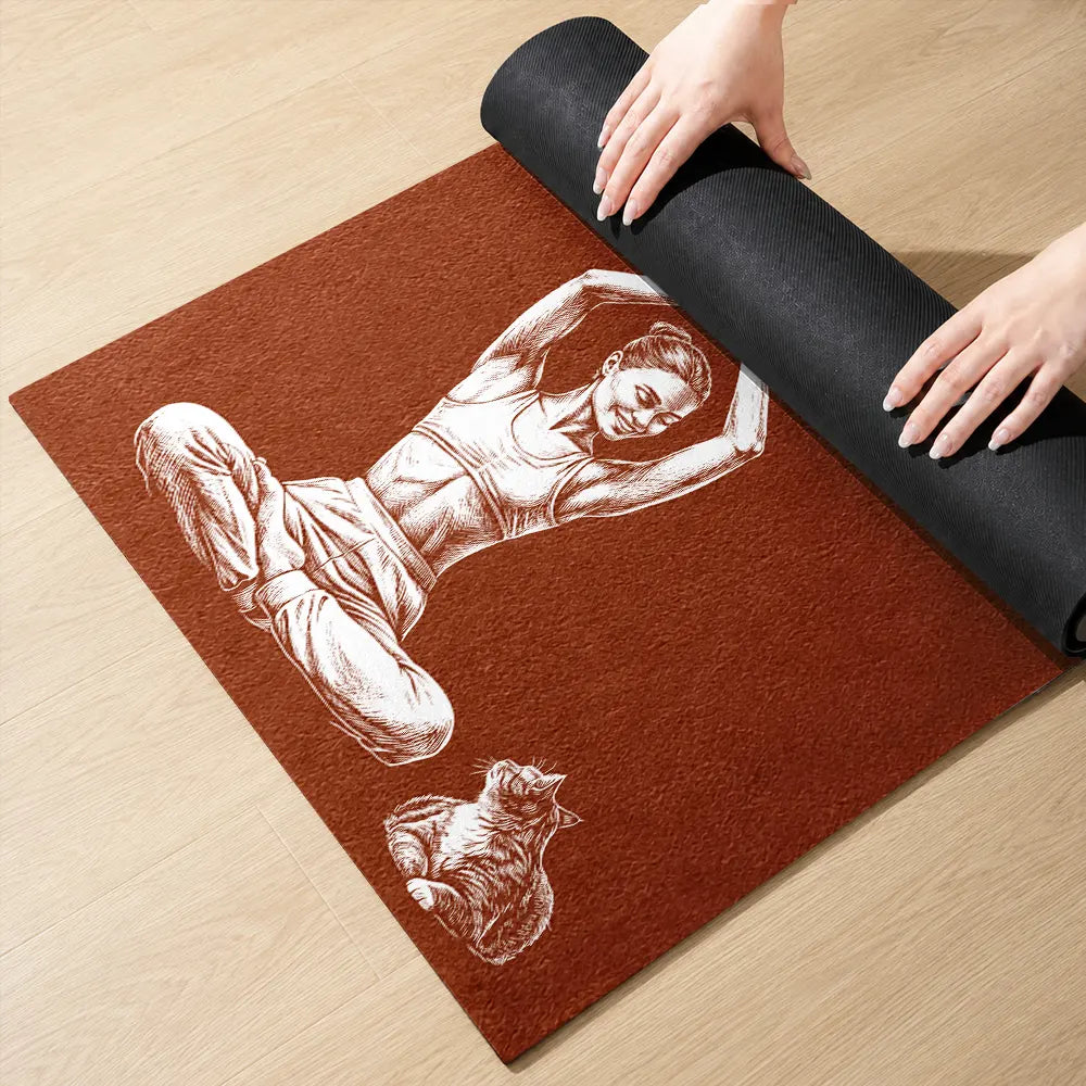 Gift For Yourself, Gift For Women, Custom Photo, Art Design, Yoga, Sentimental, Photo - Pencil Sketch - Bold - Custom Photo Bold Sketch Namaste All Day For Yoga Lovers - Personalized Yoga Mat