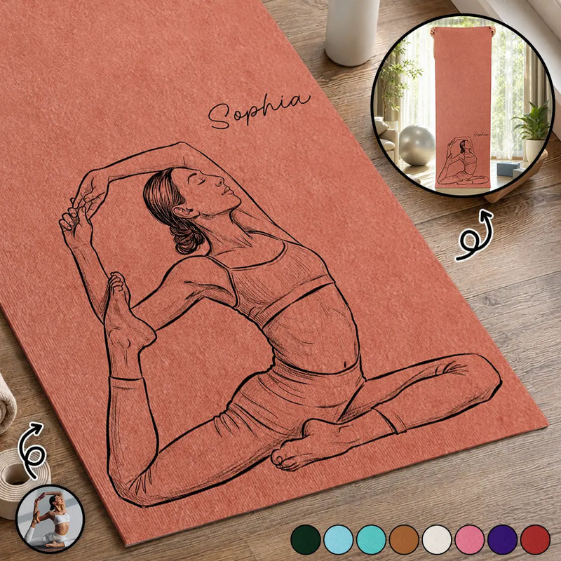 Gift For Yourself, Gift For Women, Custom Photo, Art Design, Yoga, Sentimental, Photo - Pencil Sketch - Bold - Custom Photo Bold Sketch Namaste All Day For Yoga Lovers - Personalized Yoga Mat