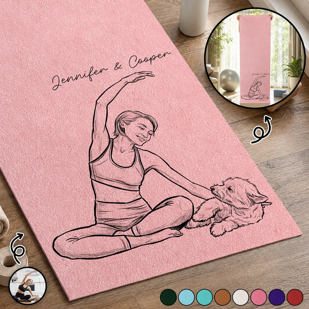 Gift For Yourself, Gift For Women, Custom Photo, Art Design, Yoga, Sentimental, Photo - Pencil Sketch - Bold - Custom Photo Bold Sketch Namaste All Day For Yoga Lovers - Personalized Yoga Mat