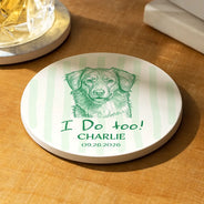 Art Design, Playful, Gift For Couples, Wedding, Photo - Pencil Sketch - Bold - Custom Photo Bold Sketch Pet Drinks On Me - Personalized Ceramic Coaster