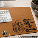 Gift For Husband,Gift For Grandpa,Gift For Father,Non-Eng,Photo - Pencil Sketch (Bold),Confident - Custom Photo Bold Sketch The Legend Husband Daddy Grandpa - Personalized Leather Desk Mat