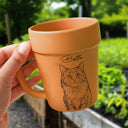 Gardening, Custom Photo, Art Design, Summer, Pet Lovers, Playful, Photo - Pencil Sketch - Bold - Custom Photo Bold Sketch Woman Man Dog Cat Funny Portrait - Personalized Plant Pot Ceramic Mug