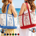 Art Design,Beach,Gift For Yourself,Gift For Women,Photo - Pencil Sketch - Bold,Happy - Custom Photo Bold Sketch Woman Portrait Summer Vibes - Personalized Fabric Tote Bag