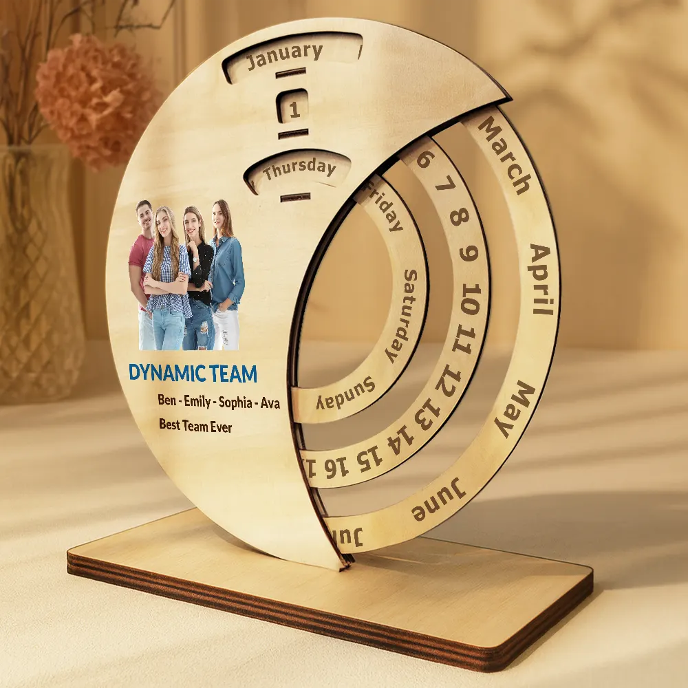 Christmas, Officer - Custom Photo Business Team Corporate Gift New Year - Personalized Spinning Perpetual Desk Calendar
