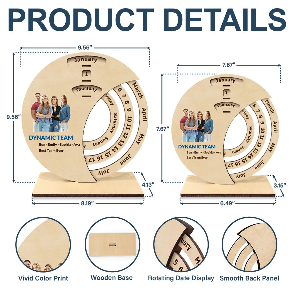 Christmas, Officer - Custom Photo Business Team Corporate Gift New Year - Personalized Spinning Perpetual Desk Calendar