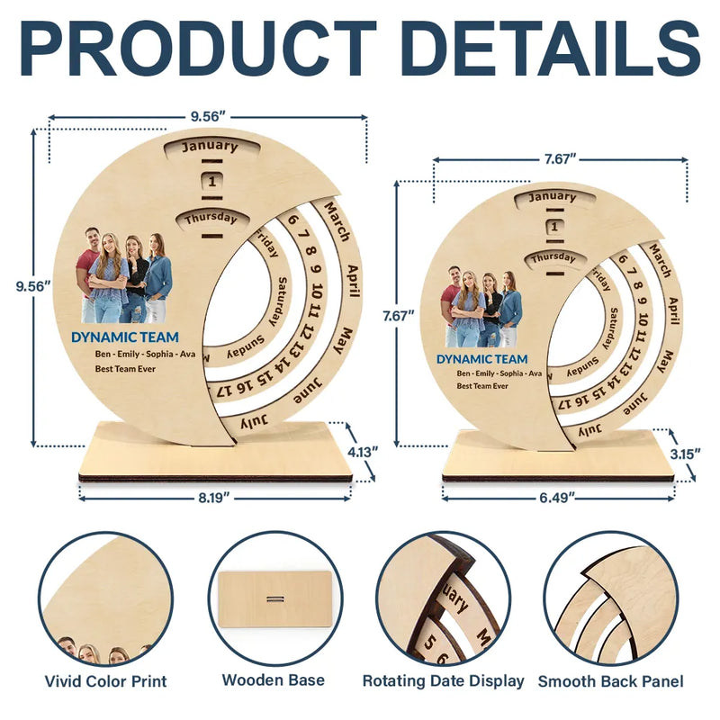 Christmas, Officer - Custom Photo Business Team Corporate Gift New Year - Personalized Spinning Perpetual Desk Calendar