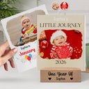 Christmas, New baby, New Dad, New Mom, Family, Happy - Custom Photo Baby Little Journey 2026 - Personalized Calendar With Wooden Stand