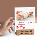 Christmas, New baby, New Dad, New Mom, Family, Happy - Custom Photo Baby Little Journey 2026 - Personalized Calendar With Wooden Stand