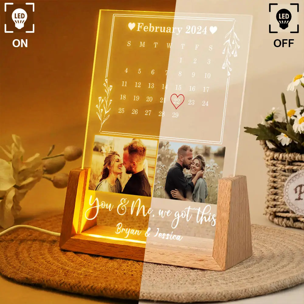 Gift For Couples,Custom Photo,Love - Custom Photo Calendar Couple The Start Of Our Us - Personalized Night Light