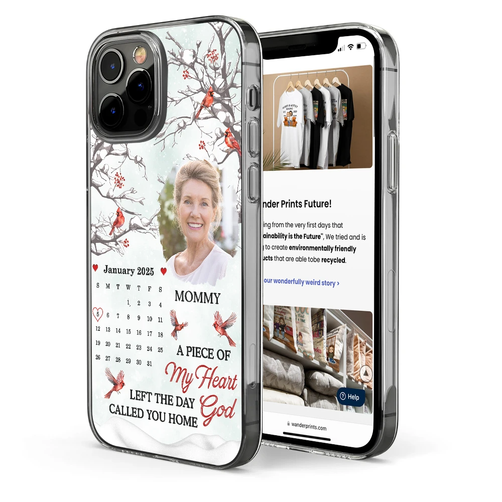 Memorial,Family,Sad - Custom Photo Calendar Memorial My Heart Changed Forever - Personalized Clear Phone Case