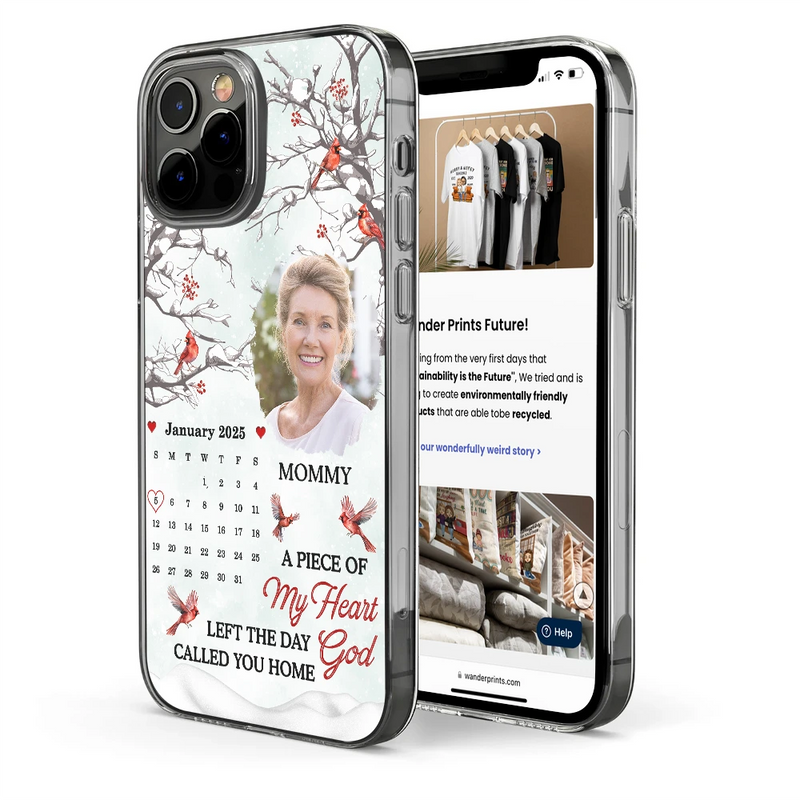 Memorial,Family,Sad - Custom Photo Calendar Memorial My Heart Changed Forever - Personalized Clear Phone Case