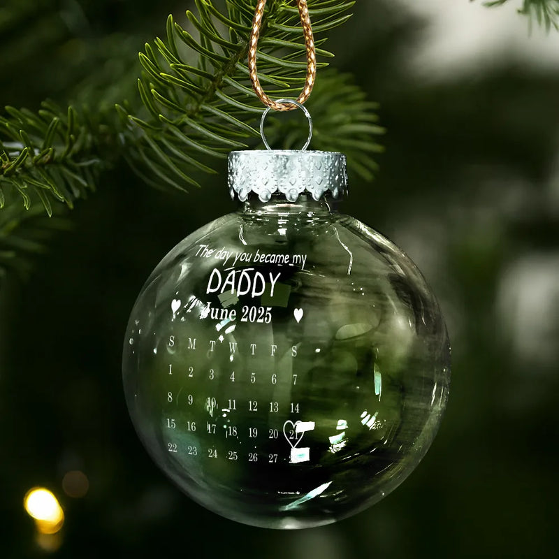 Christmas, New baby, New Dad, New Mom - Custom Photo Calendar The Day You Became My Mommy Daddy - Personalized Ball Ornament