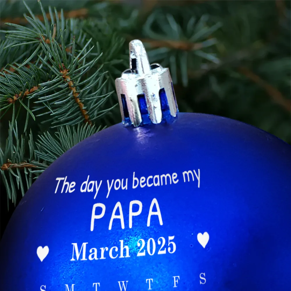Christmas, New baby, New Dad, New Mom - Custom Photo Calendar The Day You Became My Mommy Daddy - Personalized Ball Ornament