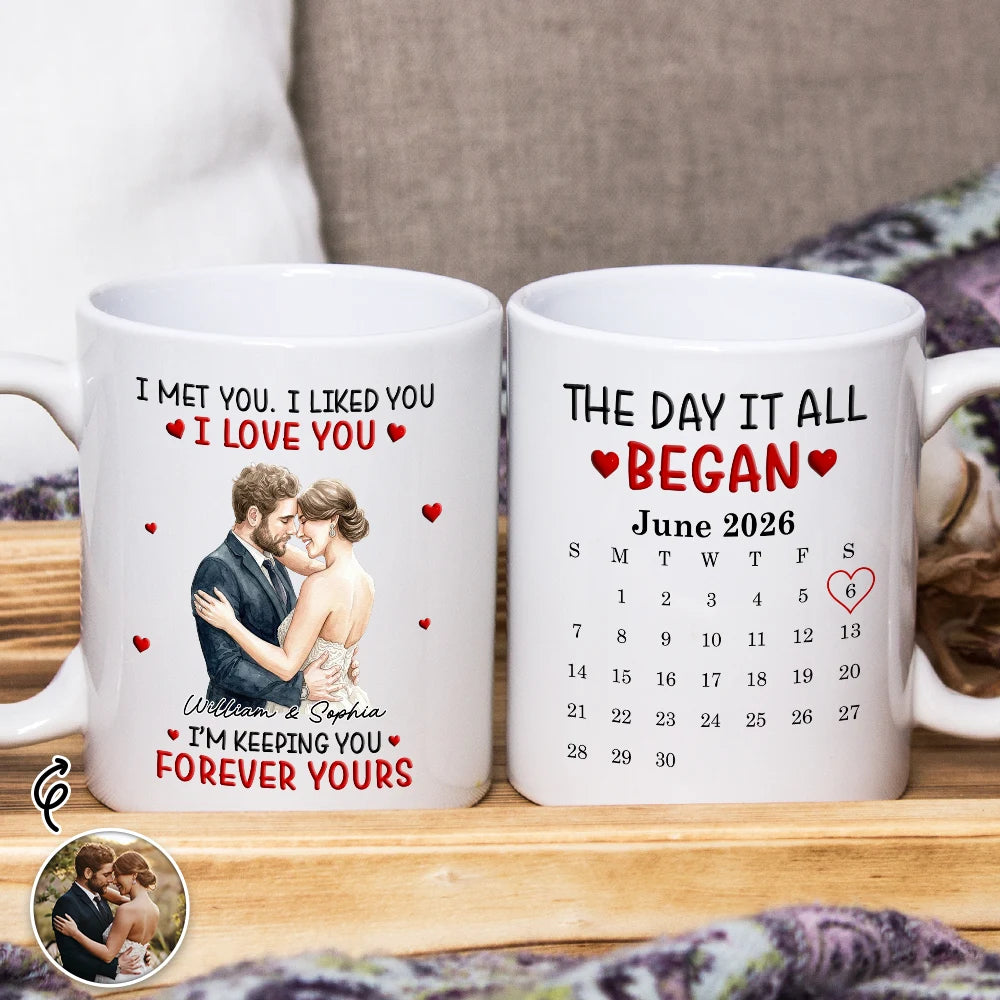 Gift For Husband,Gift For Couples,Custom Photo,Romantic,Upload Full Photo,Calendar - Custom Photo Calendar Together And Forever Yours - Personalized Mug