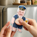 Pontoon,Humorous,Gift For Men,Custom Photo,Gift For Yourself,Summer,Cut-Face Photo - Custom Photo Captain Funny Face - Personalized Squishy Acrylic Fridge Magnet