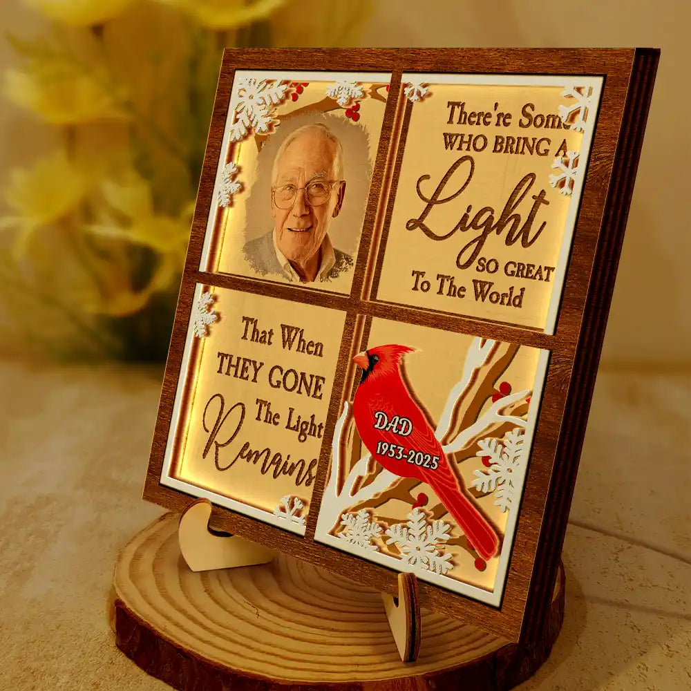 Gift For Yourself, Gift For Women, Gift For Men, Memorial, Sad, Gift For Son, Gift For Daughter - Custom Photo Cardinal They Fly Beside Us - Personalized LED Light Wooden Plaque