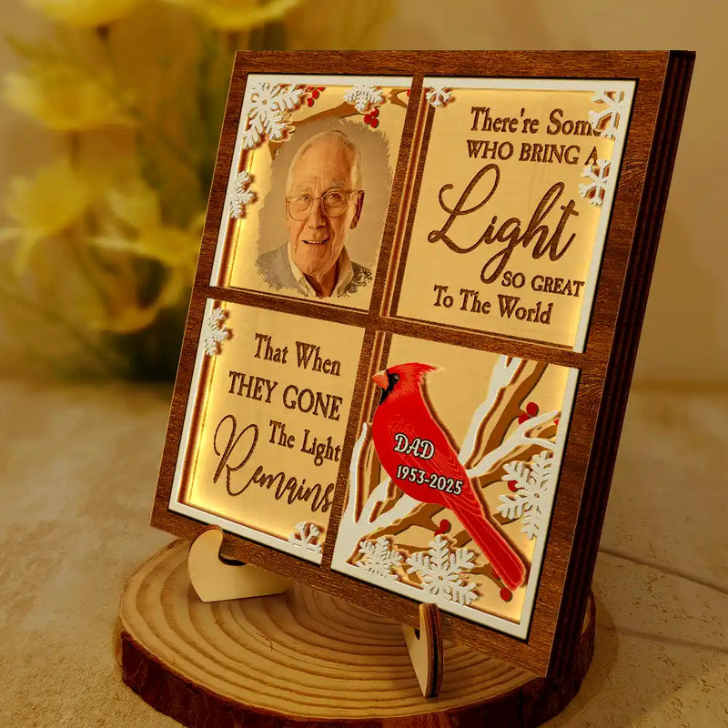 Gift For Yourself, Gift For Women, Gift For Men, Memorial, Sad, Gift For Son, Gift For Daughter - Custom Photo Cardinal They Fly Beside Us - Personalized LED Light Wooden Plaque