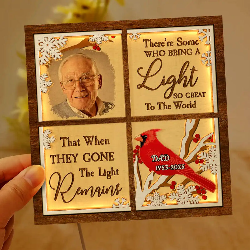 Gift For Yourself, Gift For Women, Gift For Men, Memorial, Sad, Gift For Son, Gift For Daughter - Custom Photo Cardinal They Fly Beside Us - Personalized LED Light Wooden Plaque