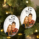 Christmas,Gift For Wife,Gift For Husband,Gift For Couples,Gift For Boyfriend,Gift For Girlfriend,Funny - Custom Photo Caricature Funny Couple Family I'm Yours No Returns - Personalized Circle Ceramic Ornament