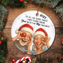 Christmas,Gift For Wife,Gift For Husband,Gift For Couples,Gift For Boyfriend,Gift For Girlfriend,Funny - Custom Photo Caricature Funny Couple Family I'm Yours No Returns - Personalized Circle Ceramic Ornament
