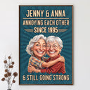 Custom Photo,Art Design,Gift For Couples,Old Couples,Wedding Anniversary,Humorous,Photo - Caricature - Remove BG - Custom Photo Caricature Vintage Annoying Each Other - Personalized Poster