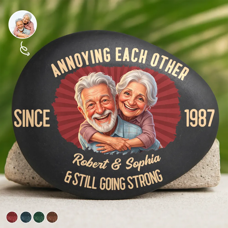 Custom Photo, Art Design, Gift For Couples, Old Couples, Wedding Anniversary, Humorous, Photo - Caricature - Remove BG - Custom Photo Caricature Vintage Annoying Each Other - Personalized Printed Rock
