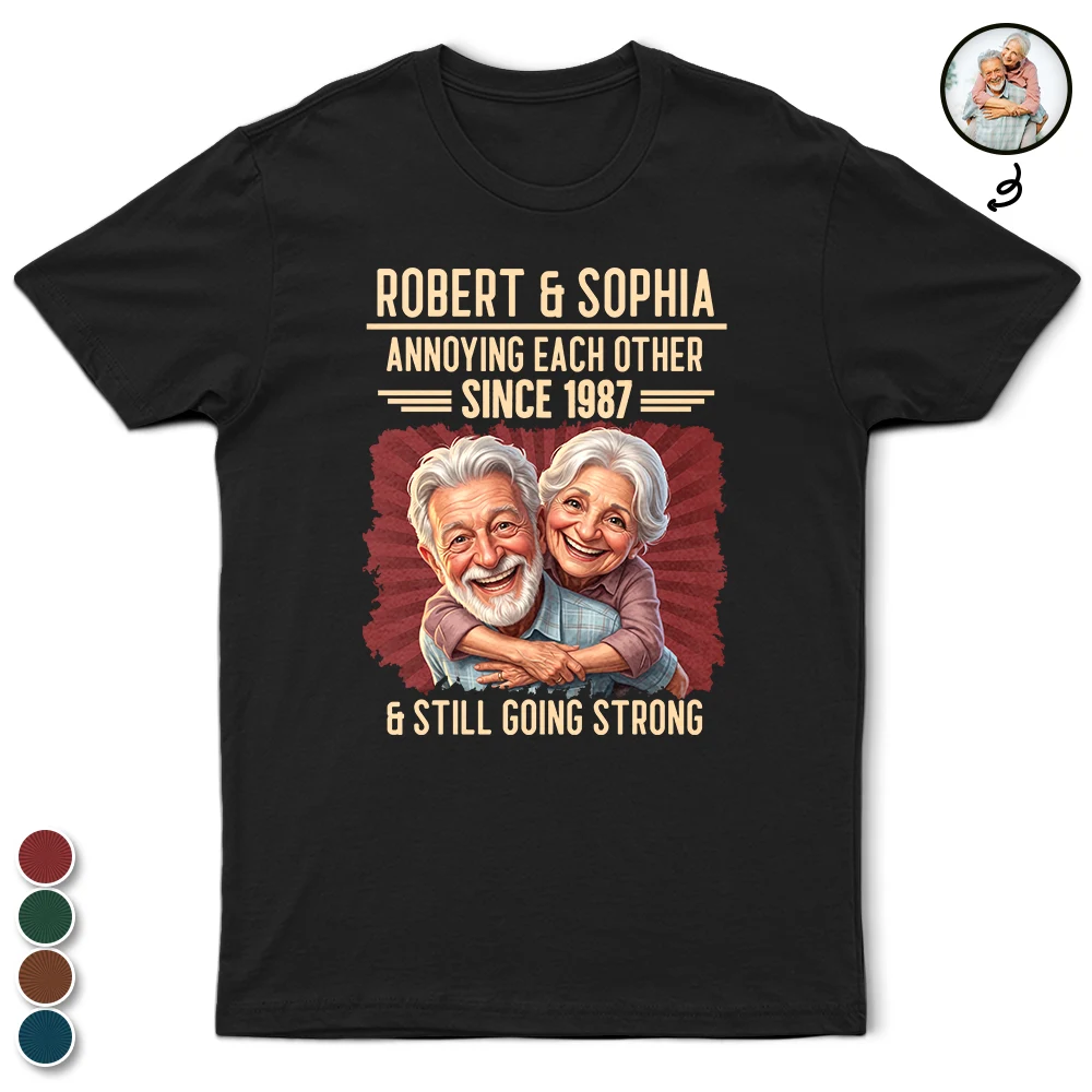 Custom Photo Caricature Vintage Annoying Each Other - Personalized T Shirt