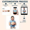 Custom Photo, Art Design, Family, Humorous, Photo - Belly Pose Cartoon Figure - Custom Photo Cartoon Funny Belly Character Family Member And Pet - Personalized Squishy Acrylic Car Visor Clip