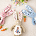 Adorable, Art Design, Gift For Kids, Photo - Cartoon Portrait - Custom Photo Cartoon Portrait Adorable Kid With Floral Ears - Personalized Soft Toy Bunny
