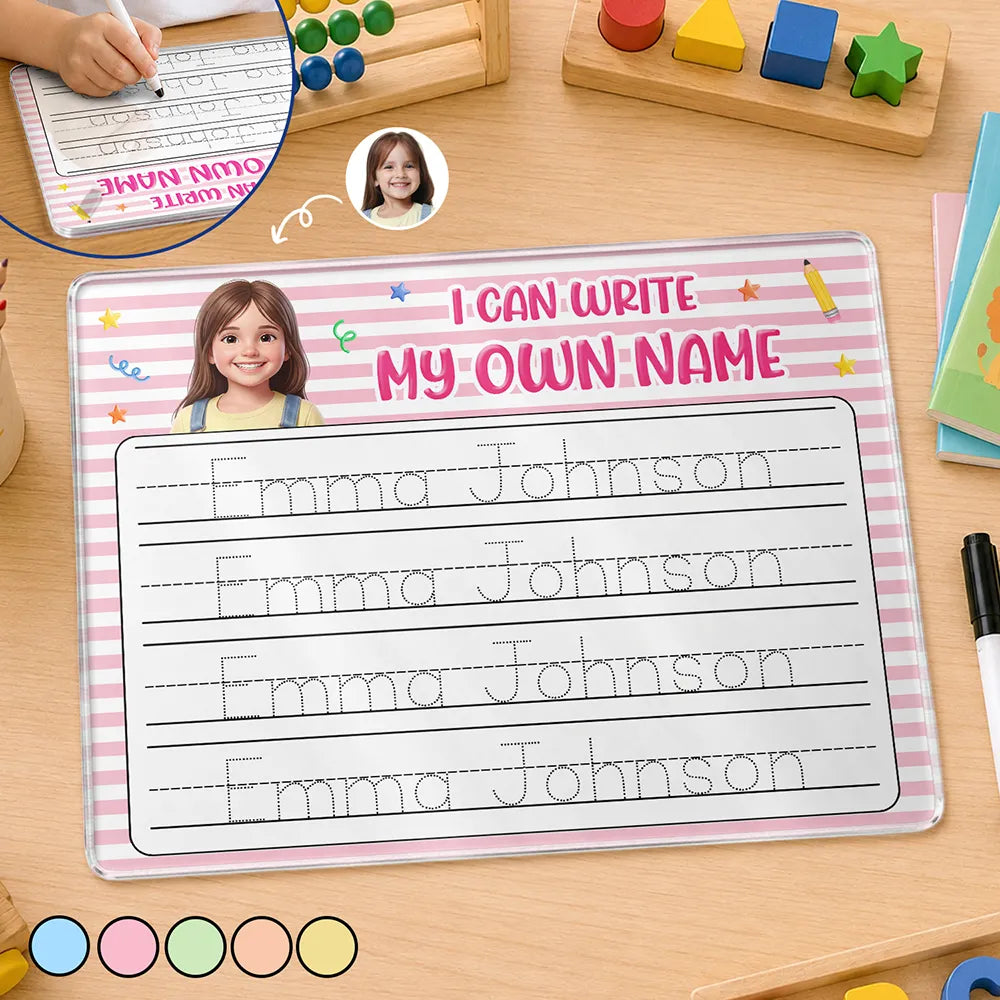 Adorable,Art Design,Back To School,Gift For Kids,Photo - Cartoon Portrait - Custom Photo Cartoon Portrait Adorable Kid With Name - Personalized Acrylic Tracing Board