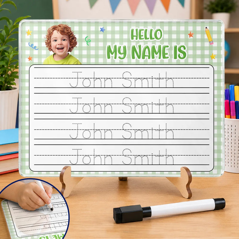Adorable,Art Design,Back To School,Gift For Kids,Photo - Cartoon Portrait - Custom Photo Cartoon Portrait Adorable Kid With Name - Personalized Acrylic Tracing Board