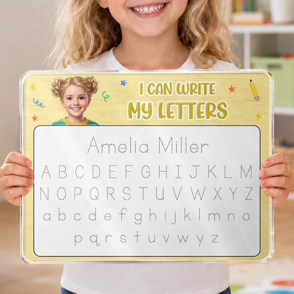 Adorable,Art Design,Back To School,Gift For Kids,Photo - Cartoon Portrait - Custom Photo Cartoon Portrait Adorable Kid With Name - Personalized Acrylic Tracing Board