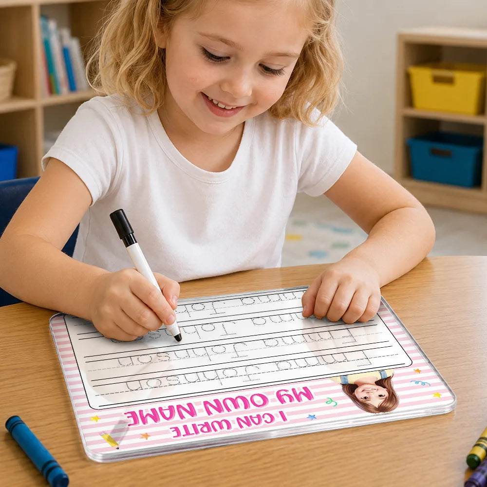 Adorable,Art Design,Back To School,Gift For Kids,Photo - Cartoon Portrait - Custom Photo Cartoon Portrait Adorable Kid With Name - Personalized Acrylic Tracing Board