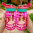 Back To School, Custom Photo, Art Design, Parents, Adorable, Photo - Cartoon Portrait - Custom Photo Cartoon Portrait Adorable Kids With Name - Personalized Kids Water Bottle With Straw