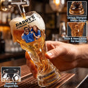 Gift For Father, Custom Photo, Art Design, Football (Soccer), Playful, Photo - Cartoon Portrait - Custom Photo Cartoon Portrait Daddy's Dream Team Soccer - Personalized Beer Glass