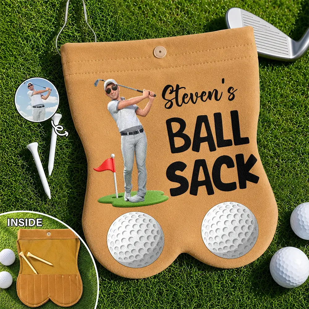 Custom Photo Cartoon Portrait Golf Lovers Ball Sack - Personalized Golf Ball Sacks - Custom Photo Cartoon Portrait Golf Lovers Ball Sack - Personalized Golf Ball Sacks