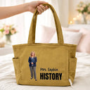 Art Design,Teacher,Back To School,Proud,Photo - Cartoon Portrait - Custom Photo Cartoon Portrait Proud To Be A Teacher - Personalized Corduroy Tote Bag