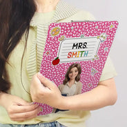 Art Design,Teacher,Confident,Back To School,Photo - Cartoon Portrait - Custom Photo Cartoon Portrait Teacher Composition Notebook - Personalized Acrylic Clipboard