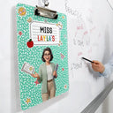 Art Design,Teacher,Confident,Back To School,Photo - Cartoon Portrait - Custom Photo Cartoon Portrait Teacher Composition Notebook - Personalized Acrylic Clipboard