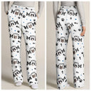 Cat Mom,Cat Lovers,Non-Eng - Custom Photo Cat Mom With Paw And Fish Pattern - Personalized Pajama Pants