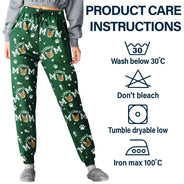 Cat Mom,Cat Lovers,Non-Eng - Custom Photo Cat Mom With Paw And Fish Pattern - Personalized Pajama Pants