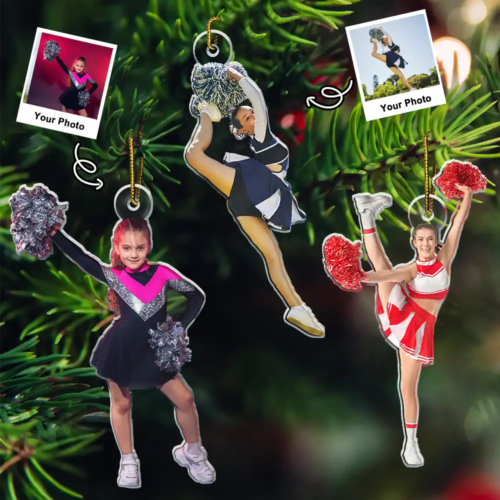 Custom Photo Cheerleader Christmas Decorations - Personalized Acrylic Photo Ornament