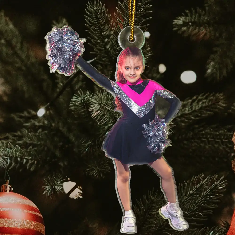 Gift For Yourself,Gift For Women,Gift For Men,Happy,Christmas,Custom Photo - Custom Photo Cheerleader Christmas Decorations - Personalized Acrylic Photo Ornament