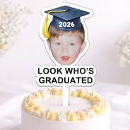 Graduation, Happy, Dad - Daughters (Adult), Gift For Daughter, Mom - Daughters (Adult), Dad - Sons, Gift For Son, Mom - Sons - Custom Photo Childhood Look Who's Graduated - Personalized Acrylic Cake Topper
