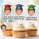 Graduation, Happy, Dad - Daughters (Adult), Gift For Daughter, Mom - Daughters (Adult), Dad - Sons, Gift For Son, Mom - Sons - Custom Photo Childhood Look Who's Graduated - Personalized Acrylic Cake Topper