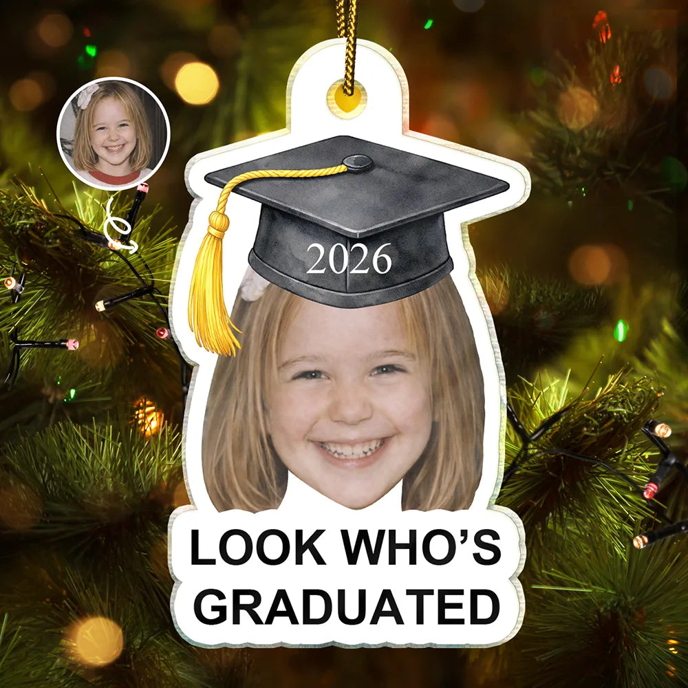 Custom Photo Childhood Look Who's Graduated - Personalized Custom Shaped Acrylic Ornament