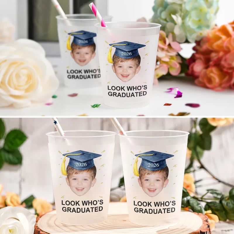 Gift For Women,Gift For Men,Graduation,Custom Photo,Happy,Gift For Yourself - Custom Photo Childhood Look Who's Graduated - Personalized Frosted Cups