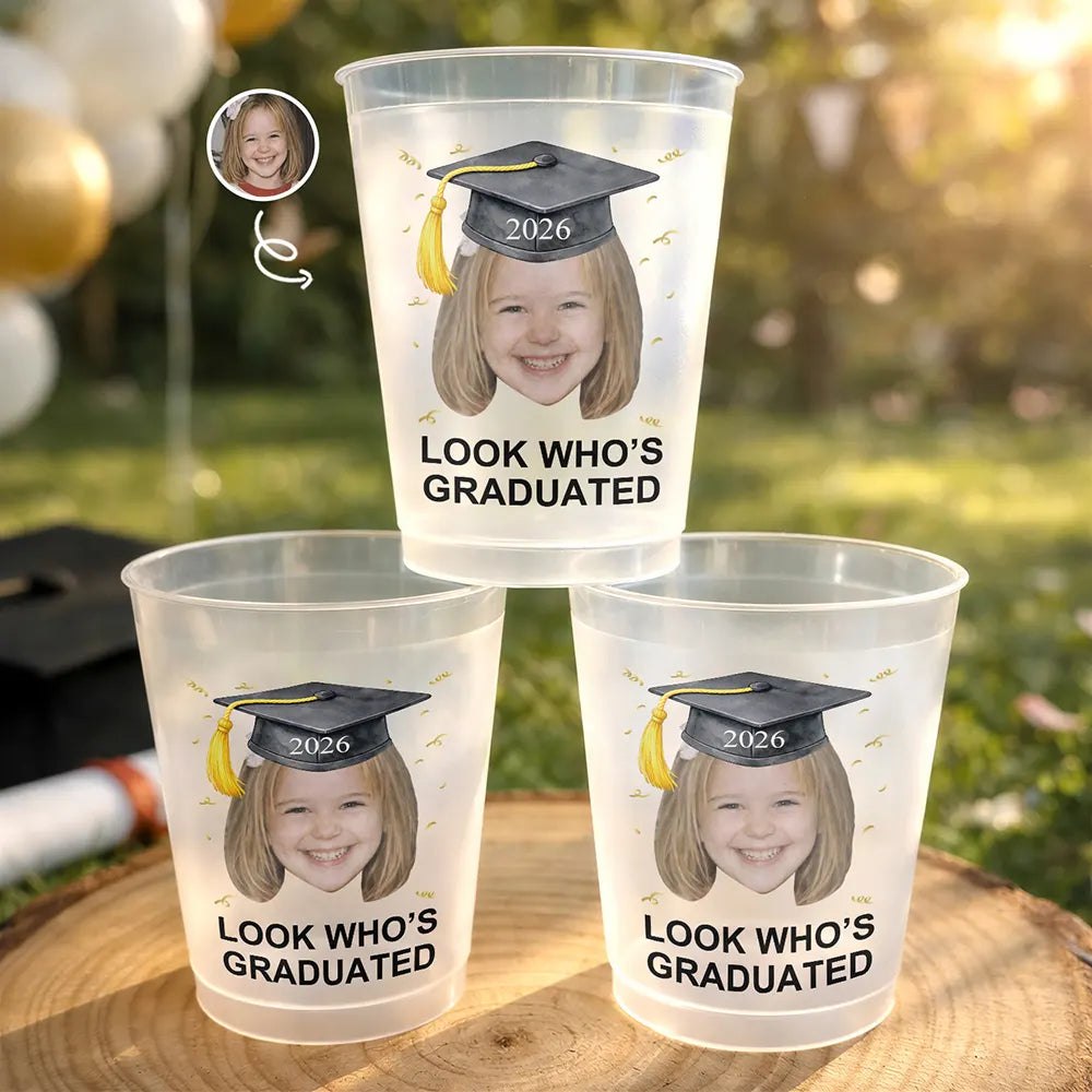 Gift For Women,Gift For Men,Graduation,Custom Photo,Happy,Gift For Yourself - Custom Photo Childhood Look Who's Graduated - Personalized Frosted Cups