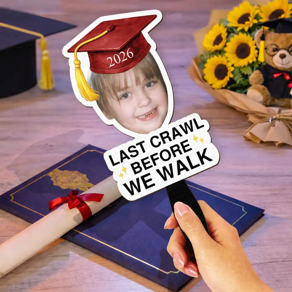Family, Graduation, Funny, Happy, Gift For Daughter, Gift For Son - Custom Photo Childhood Look Who's Graduated - Personalized Graduation Handheld Fan