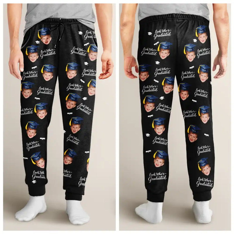 Happy,Graduation,Gift For Yourself,Gift For Men,Gift For Women,Gift For Daughter,Gift For Son,Gift For Sibling,Gift For Sisters,Gift For Brothers,Gift For Bestie,Photo - Custom Photo Childhood Look Who's Graduated - Personalized Pajama Pants